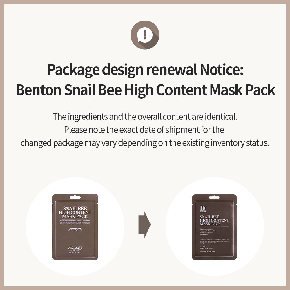 <tc>[BENTON] Snail Bee High Content Mask Pack 20g (1ea)</tc>
