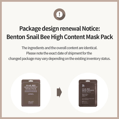 <tc>[BENTON] Snail Bee High Content Mask Pack 20g (1ea)</tc>