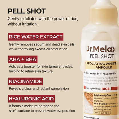 [Dr.Melaxin] Peel Shot Exfoliating White Rice Ampoules